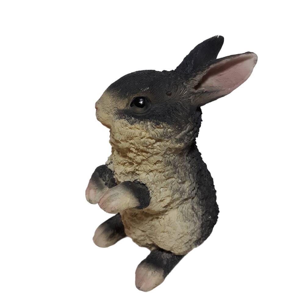 Resin Bunny Figurine Gray Cream
